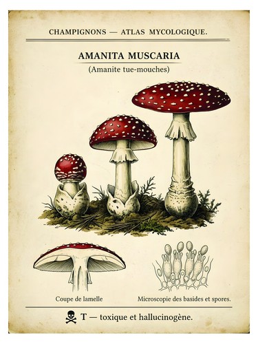 Poster vintage amanita - di,